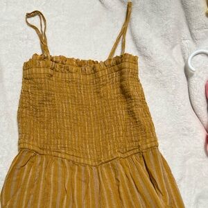 Mustard Striped Romper with Pockets!